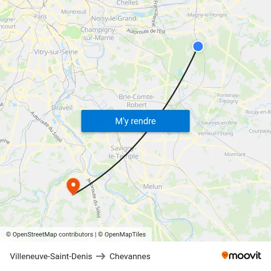 Villeneuve-Saint-Denis to Chevannes map