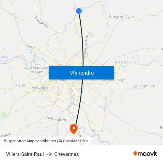 Villers-Saint-Paul to Chevannes map