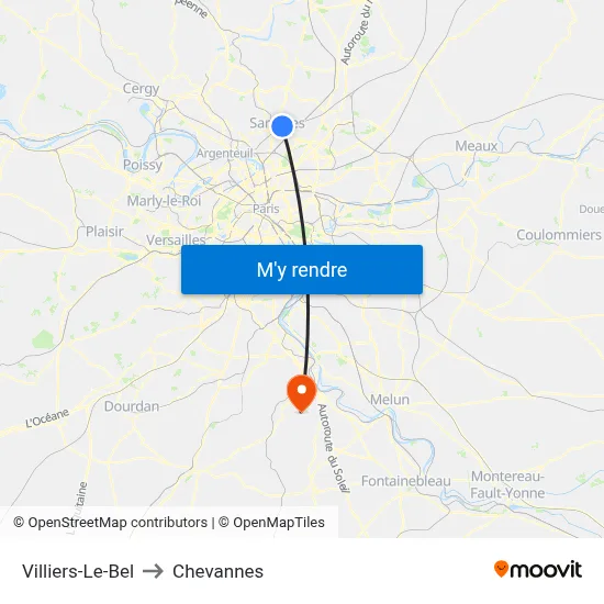 Villiers-Le-Bel to Chevannes map
