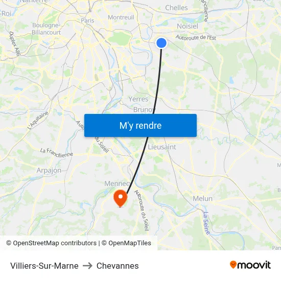 Villiers-Sur-Marne to Chevannes map