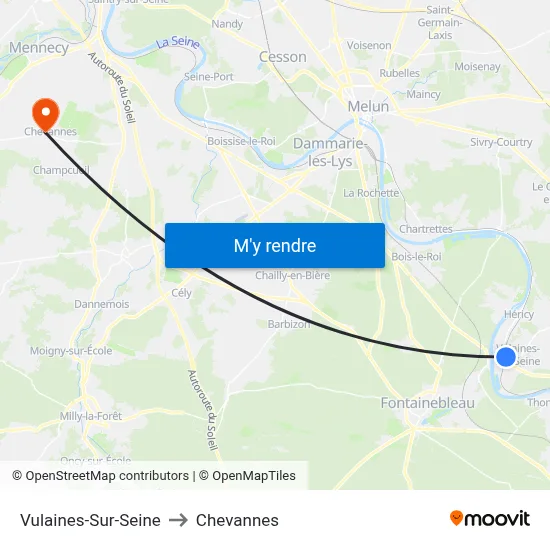 Vulaines-Sur-Seine to Chevannes map