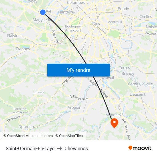 Saint-Germain-En-Laye to Chevannes map