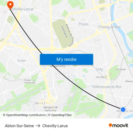 Ablon-Sur-Seine to Chevilly-Larue map