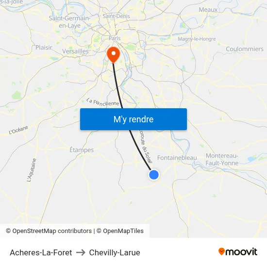 Acheres-La-Foret to Chevilly-Larue map