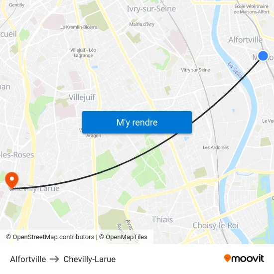 Alfortville to Chevilly-Larue map