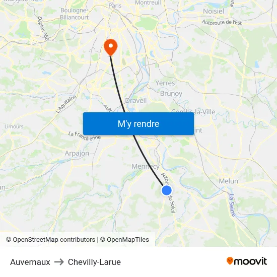 Auvernaux to Chevilly-Larue map