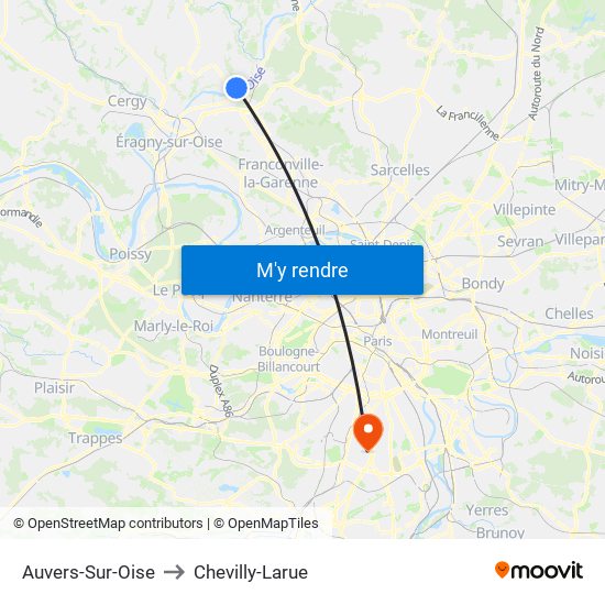 Auvers-Sur-Oise to Chevilly-Larue map