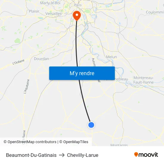 Beaumont-Du-Gatinais to Chevilly-Larue map