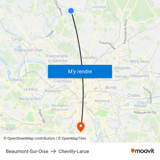 Beaumont-Sur-Oise to Chevilly-Larue map
