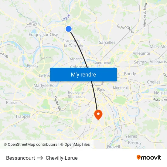 Bessancourt to Chevilly-Larue map