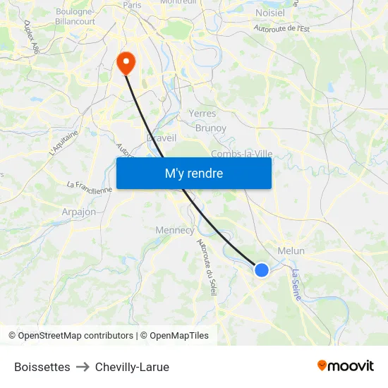 Boissettes to Chevilly-Larue map