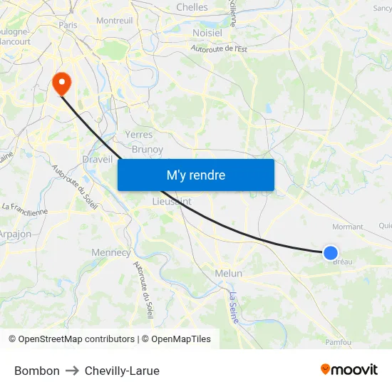 Bombon to Chevilly-Larue map