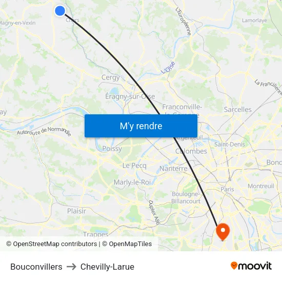 Bouconvillers to Chevilly-Larue map
