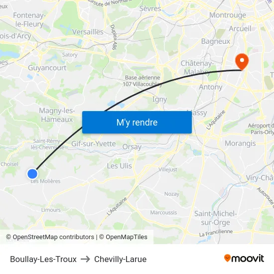 Boullay-Les-Troux to Chevilly-Larue map