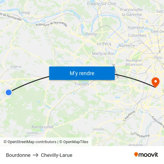 Bourdonne to Chevilly-Larue map