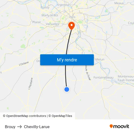 Brouy to Chevilly-Larue map