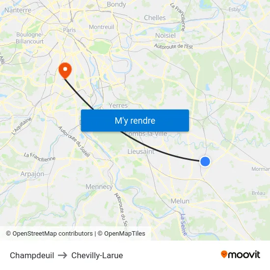 Champdeuil to Chevilly-Larue map