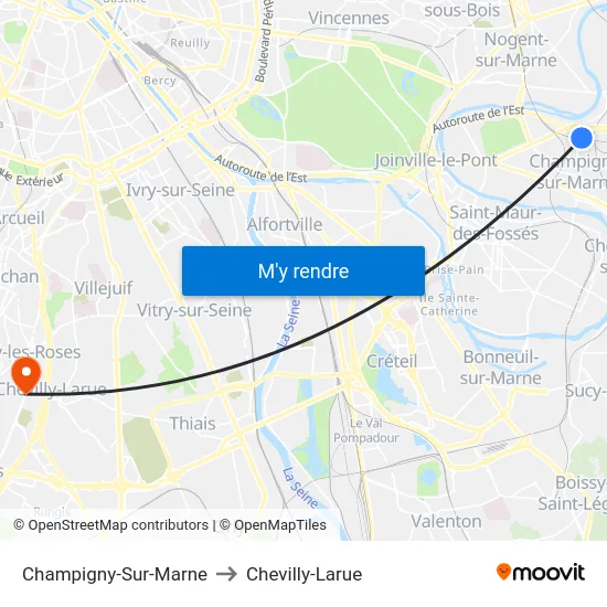 Champigny-Sur-Marne to Chevilly-Larue map