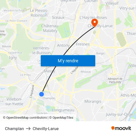 Champlan to Chevilly-Larue map