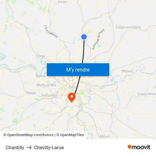 Chantilly to Chevilly-Larue map