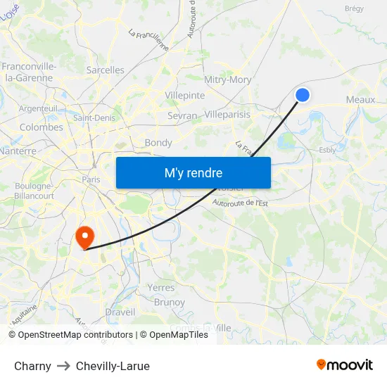 Charny to Chevilly-Larue map