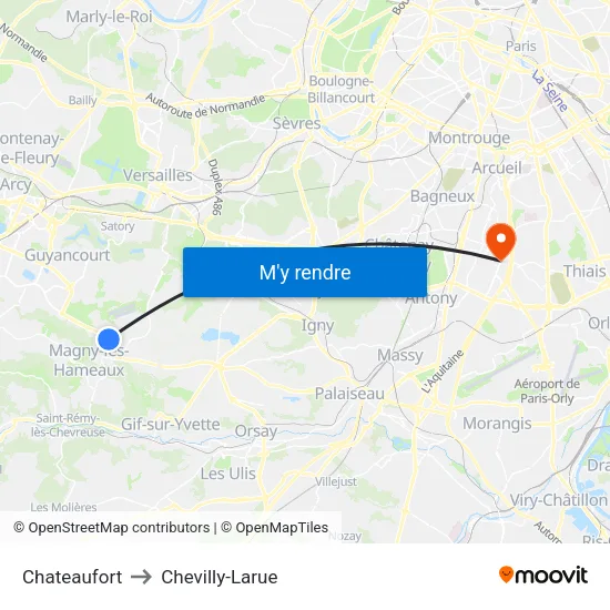 Chateaufort to Chevilly-Larue map