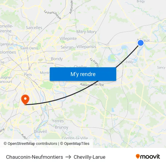Chauconin-Neufmontiers to Chevilly-Larue map
