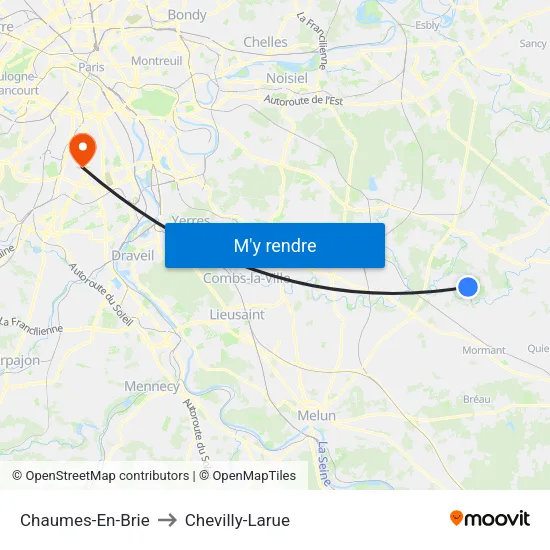 Chaumes-En-Brie to Chevilly-Larue map