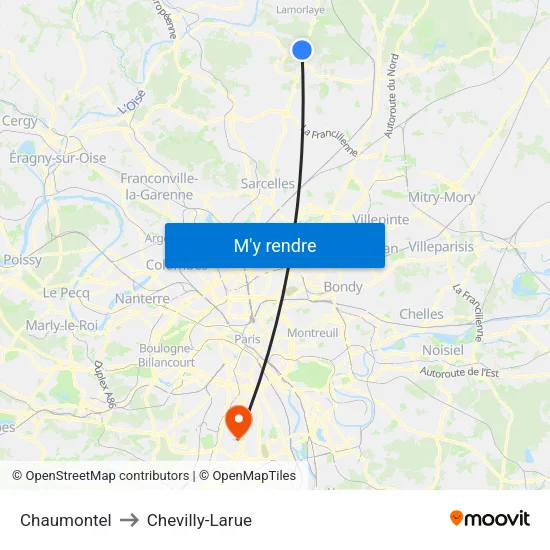 Chaumontel to Chevilly-Larue map