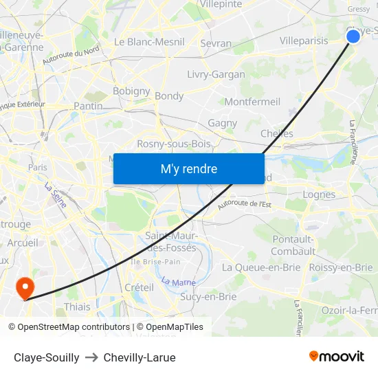 Claye-Souilly to Chevilly-Larue map