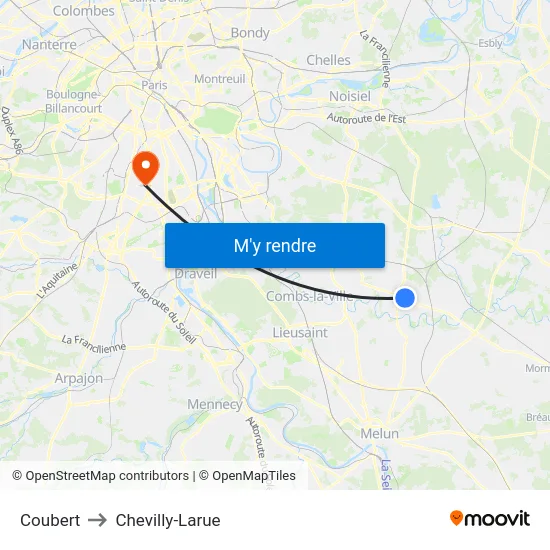 Coubert to Chevilly-Larue map