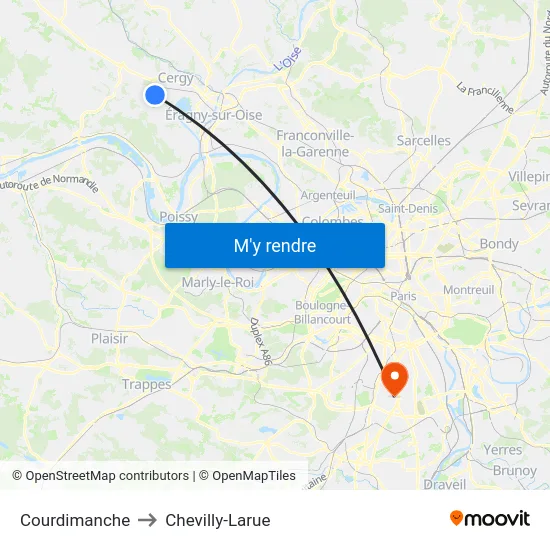 Courdimanche to Chevilly-Larue map