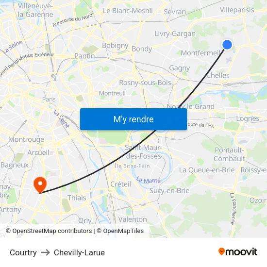 Courtry to Chevilly-Larue map