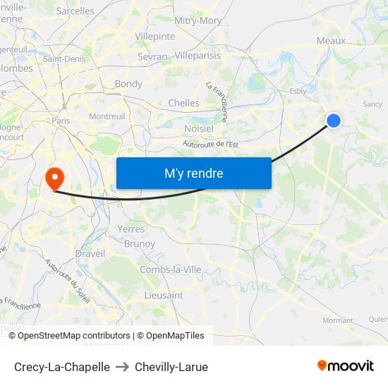 Crecy-La-Chapelle to Chevilly-Larue map