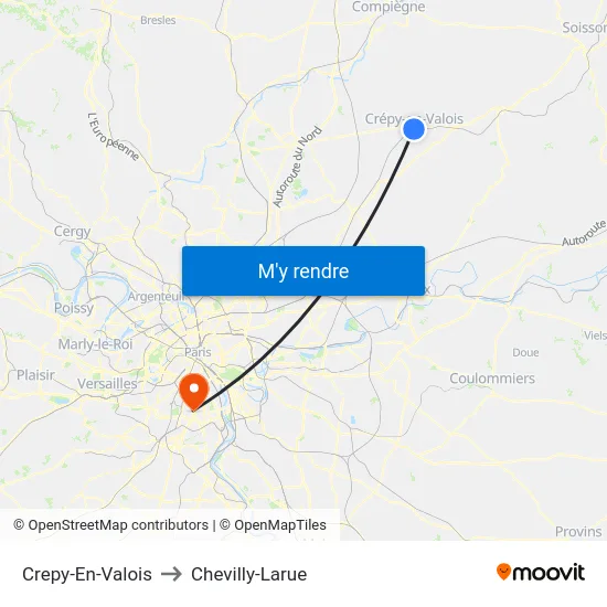 Crepy-En-Valois to Chevilly-Larue map