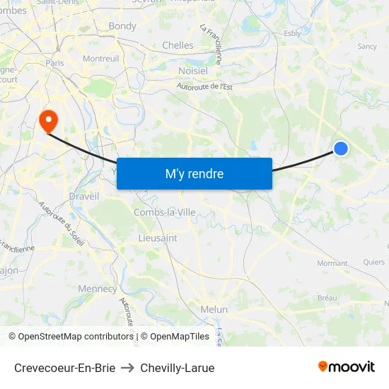 Crevecoeur-En-Brie to Chevilly-Larue map