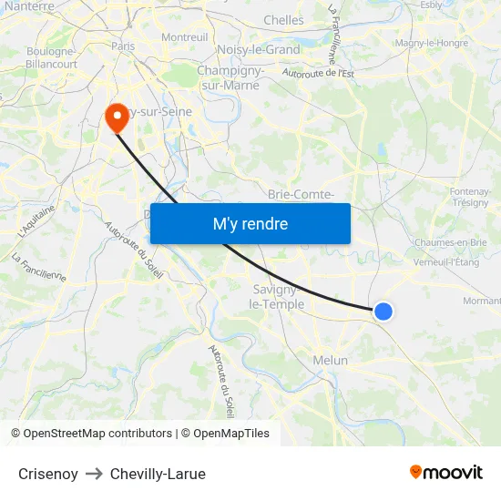 Crisenoy to Chevilly-Larue map