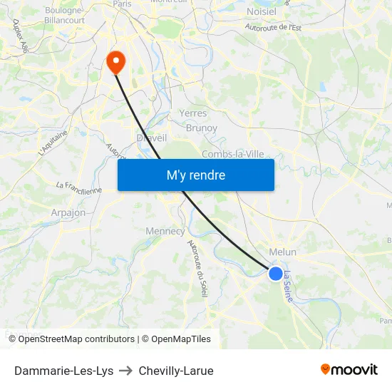 Dammarie-Les-Lys to Chevilly-Larue map