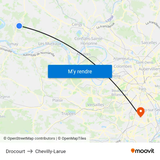 Drocourt to Chevilly-Larue map