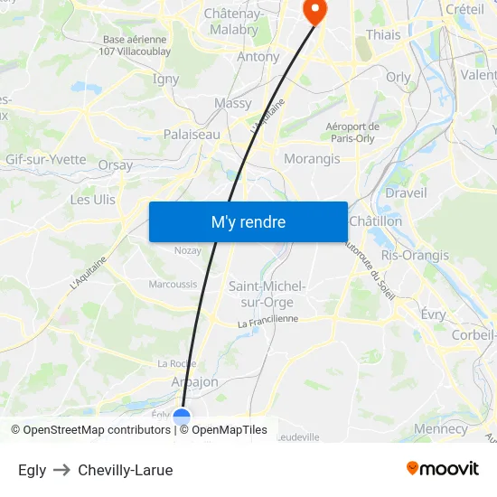 Egly to Chevilly-Larue map