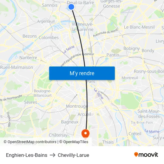 Enghien-Les-Bains to Chevilly-Larue map