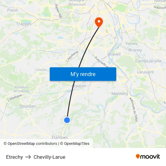 Etrechy to Chevilly-Larue map
