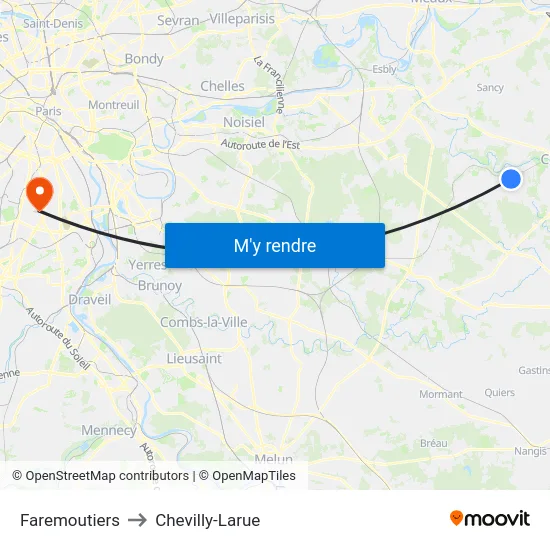 Faremoutiers to Chevilly-Larue map