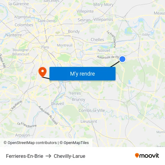 Ferrieres-En-Brie to Chevilly-Larue map