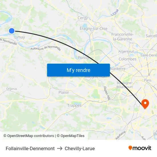 Follainville-Dennemont to Chevilly-Larue map