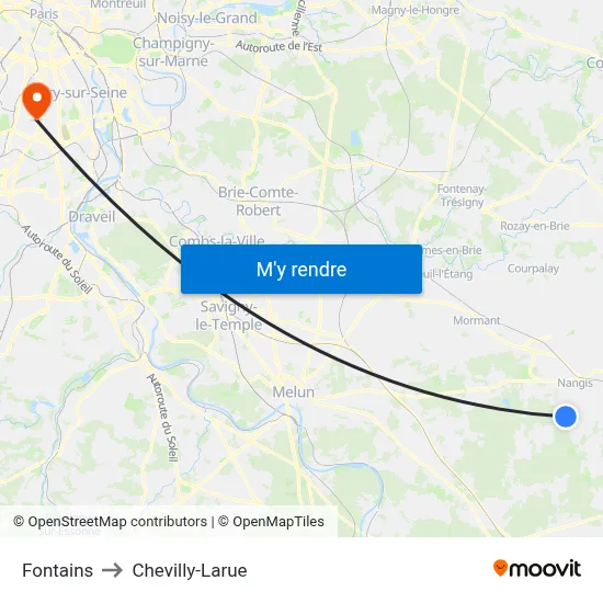 Fontains to Chevilly-Larue map