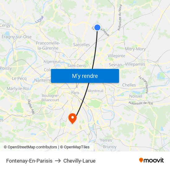Fontenay-En-Parisis to Chevilly-Larue map