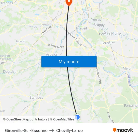 Gironville-Sur-Essonne to Chevilly-Larue map