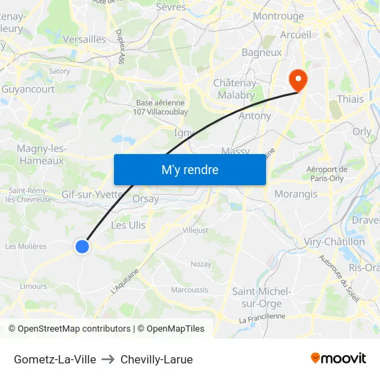Gometz-La-Ville to Chevilly-Larue map