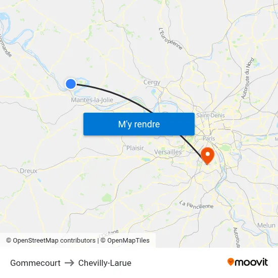 Gommecourt to Chevilly-Larue map